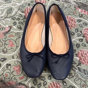 J Crew Navy Leather Ballet Flats